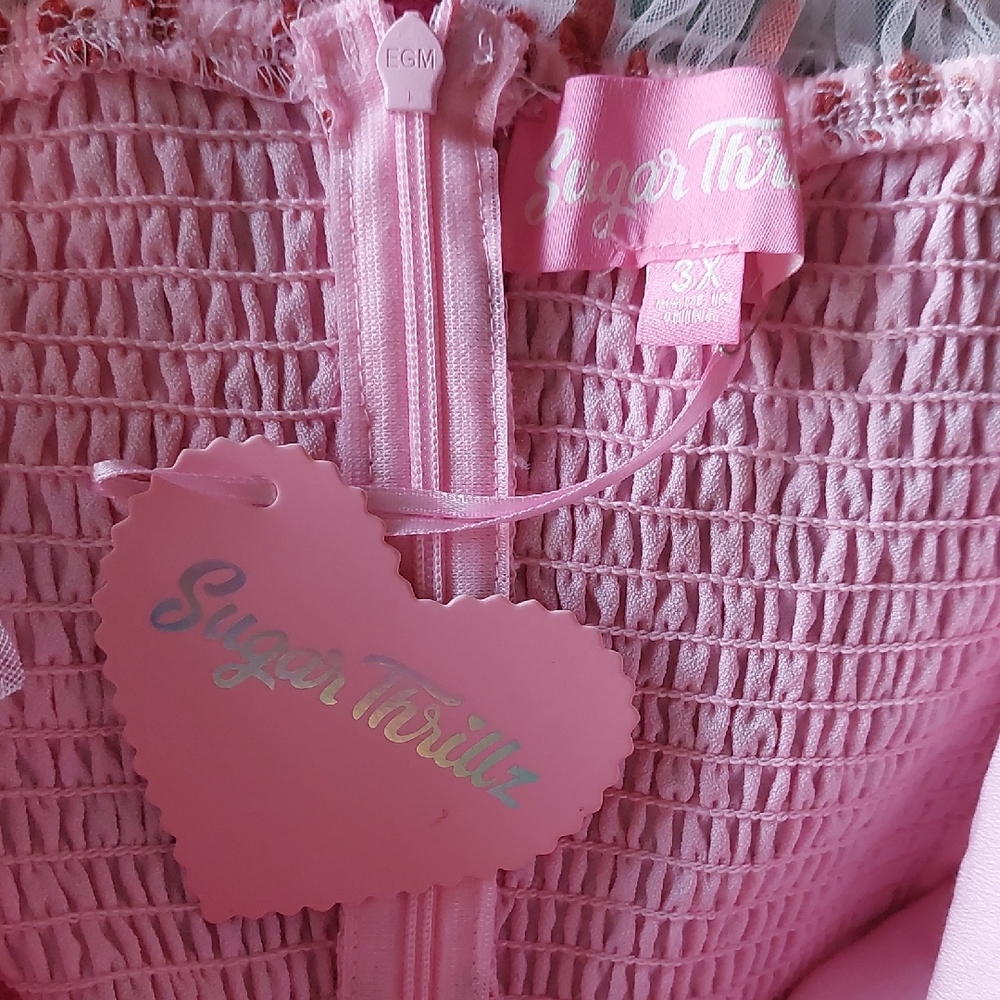 NWT Sugar Thrillz Dolls Kill Pink Heavenly Affair Babydoll Dress Sz 3X - Picture 14 of 15